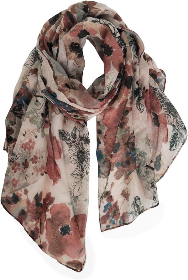 GERINLY Lightweight Scarves Fashion Print Cotton Feel Scarf for Women Shawl