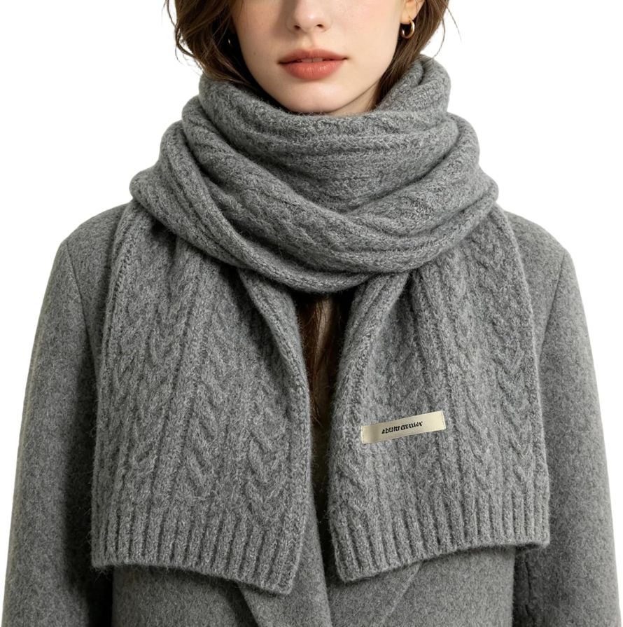 Women's Winter-Chunky-Cable-Knit-Scarf Soft-Warm-Thick-Long-Scarves for Cold Weather